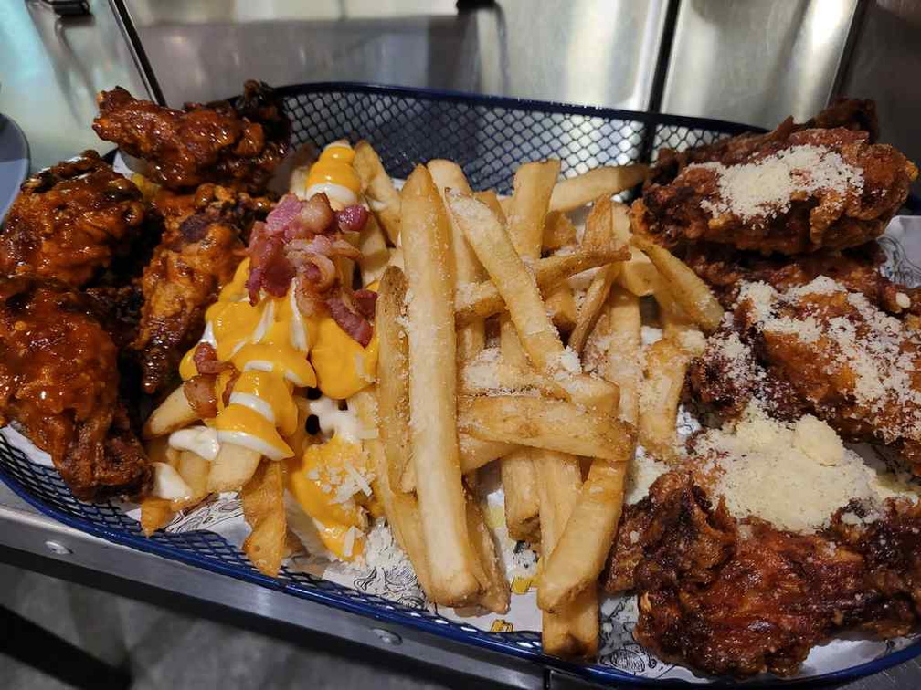 Long Island Platter $24.80 with wings and cheese fries