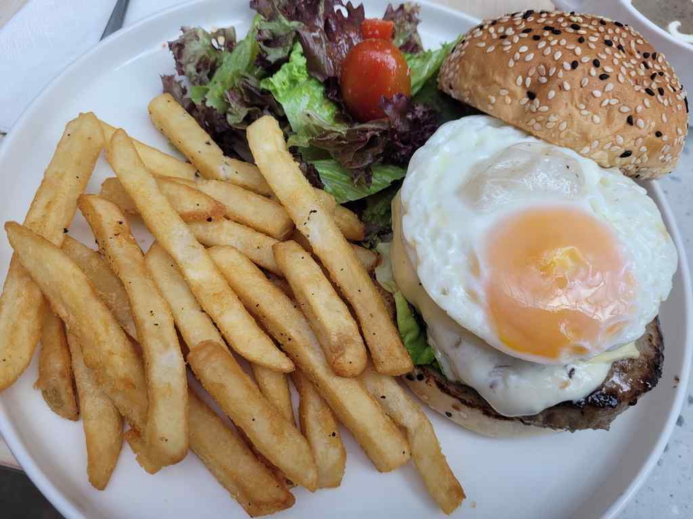 Classic beef burger with fries ($16).