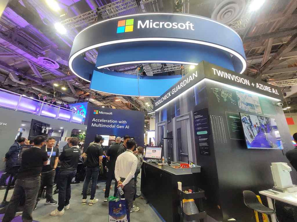 Microsoft and big tech booths.