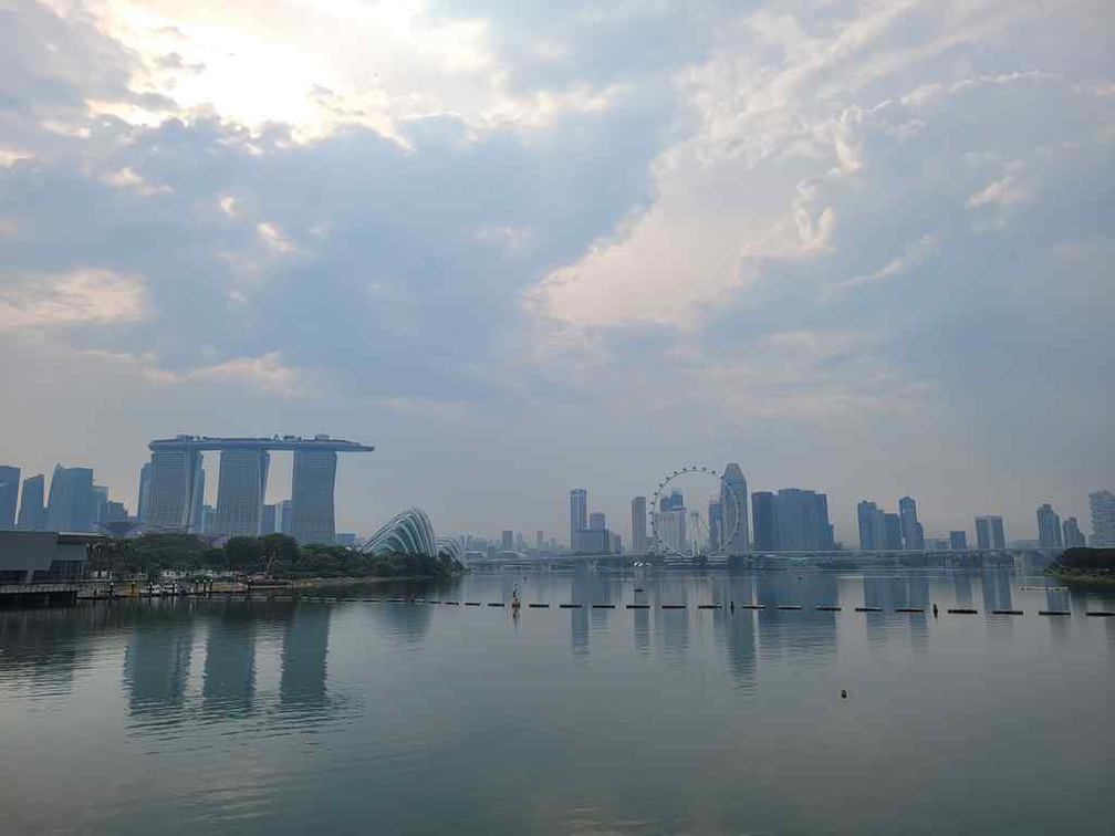 Singapore CDB skyline viewed from the Marina Barrage.