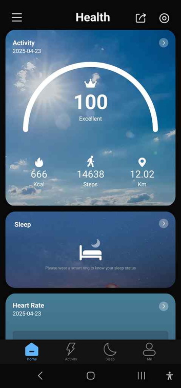 Activity tracking widget Activity tracking widget