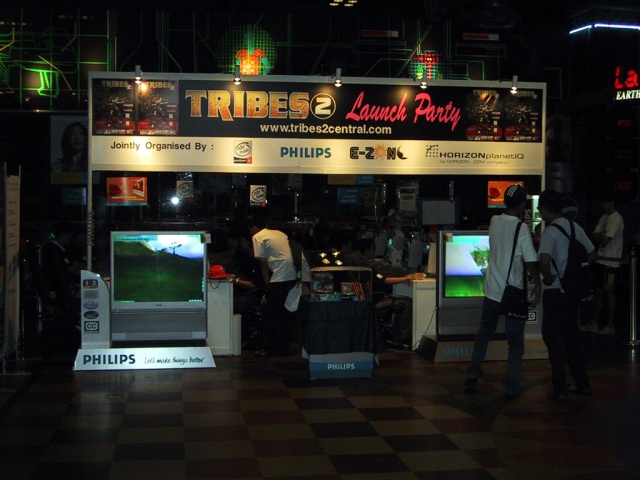 a view of the playing booths